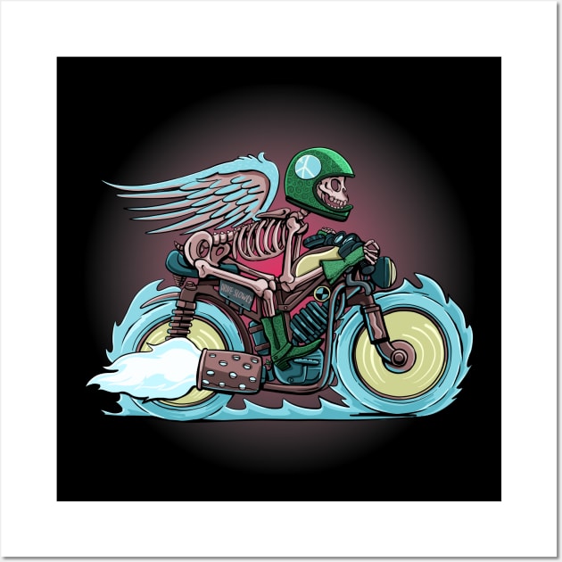 skeleton motorcyclist who promotes careful driving Wall Art by duxpavlic